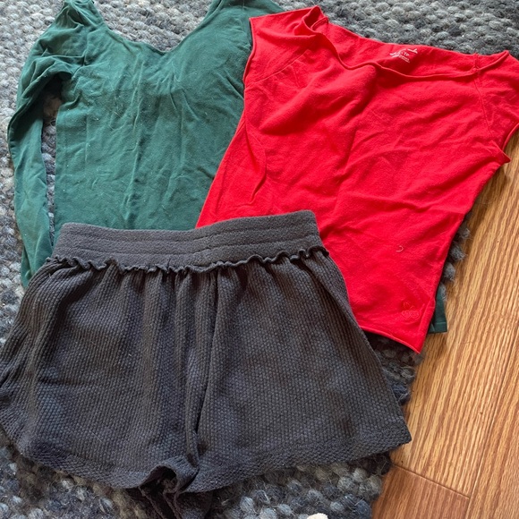 Urban Outfitters Tops - Out from Under Red and Green Tops with Black Shorts